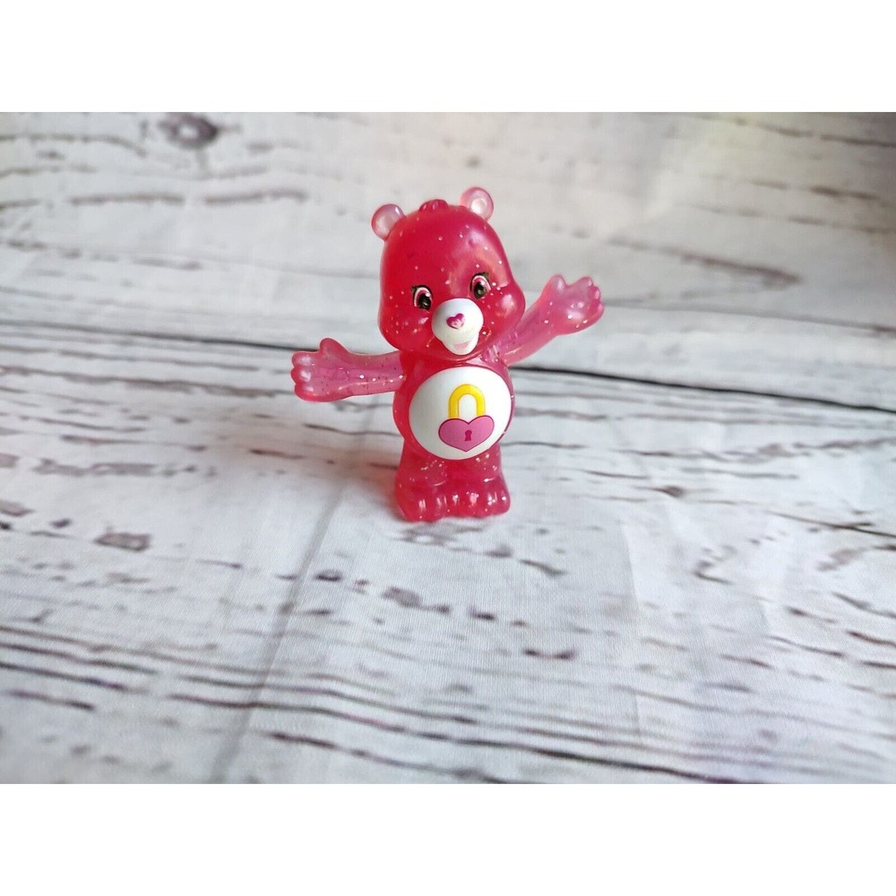 FIGURE Care Bear Plastic Blind Bag 2" PINK Glitter SECRET Heart Locket Cake Top